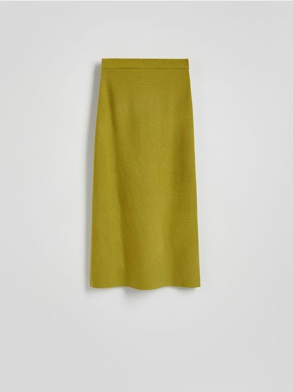 Reserved Reserved - Midi suknja od mješavine vune - svjetlomaslinasto