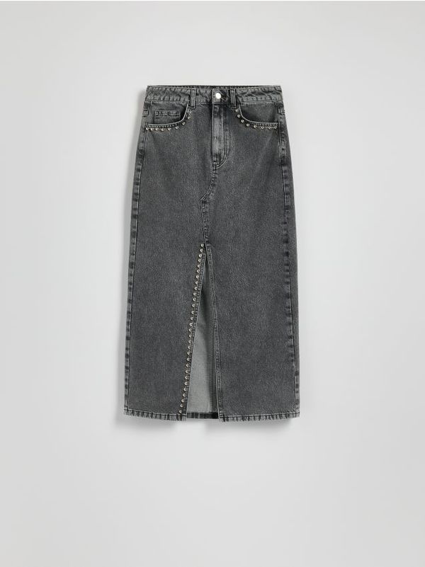 Reserved Reserved - Midi suknja od trapera - siva