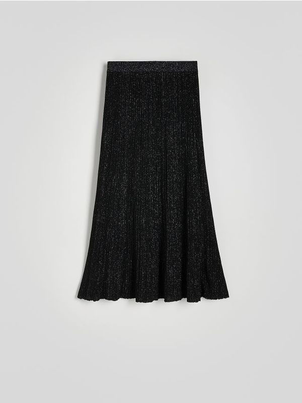 Reserved Reserved - Midi suknja s mješavinom metaliziranog prediva - crno