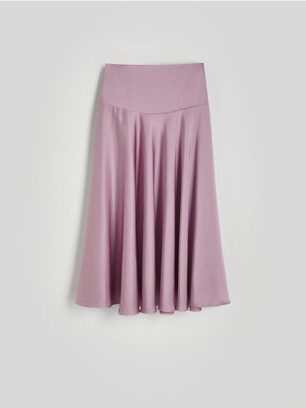 Reserved Reserved - Midi suknja s naborima - ružičasta