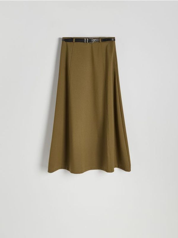 Reserved Reserved - Midi suknja s pojasom - smeđezeleno