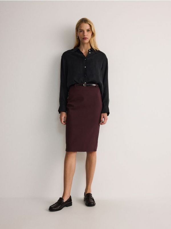 Reserved Reserved - Midi suknja s pojasom - smeđi