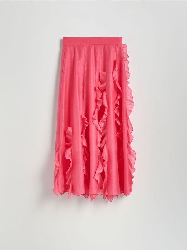 Reserved Reserved - Midi suknja s visokim udjelom liocelnih vlakana - jarkoružičasto