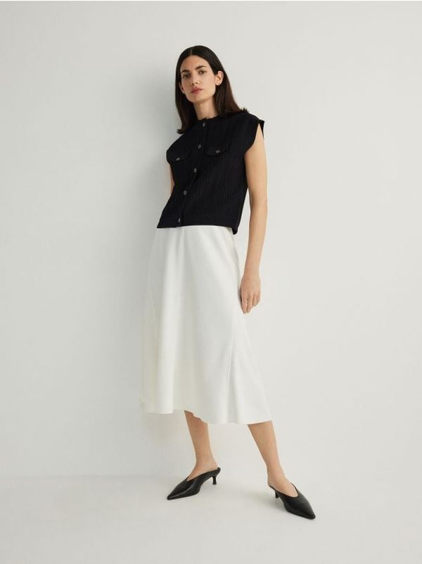 Reserved Reserved - Midi suknja sa šavovima - boja kože