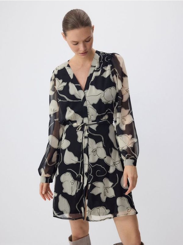 Reserved Reserved - Mini haljina na vezanje - bež