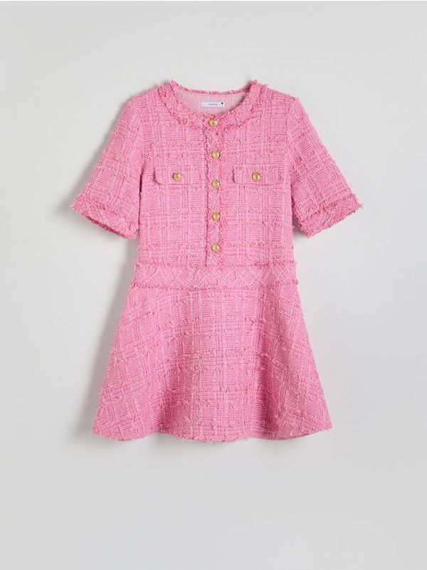 Reserved Reserved - Mini haljina od tvida - ružičasta