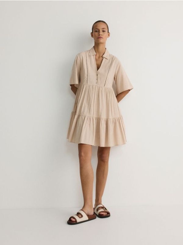 Reserved Reserved - Mini haljina s mješavinom viskoze - bež