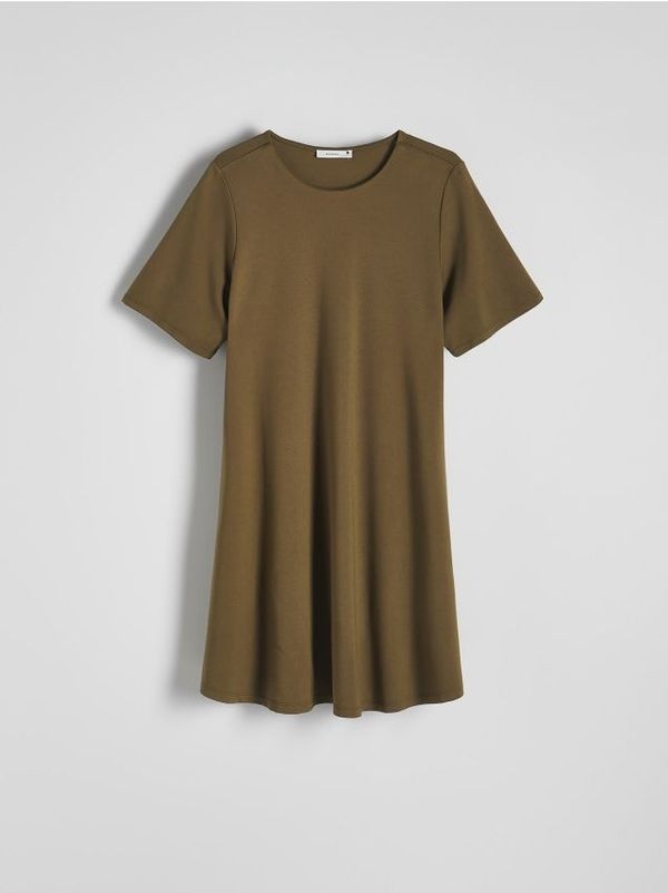 Reserved Reserved - Mini haljina s mješavinom viskoze - smeđezeleno