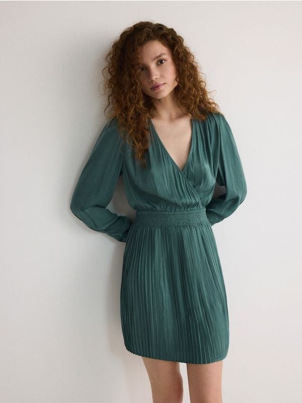 Reserved Reserved - Mini haljina s preklopom sprijeda - plavozeleno