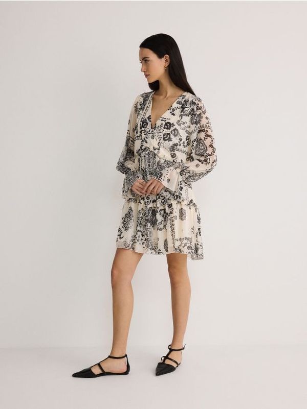 Reserved Reserved - Mini haljina s uzorkom - crno