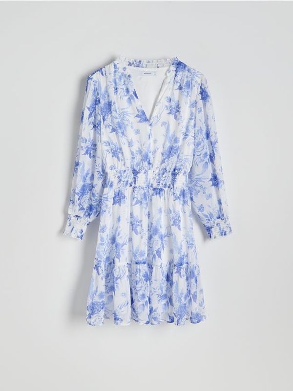 Reserved Reserved - Mini haljina s uzorkom - krem