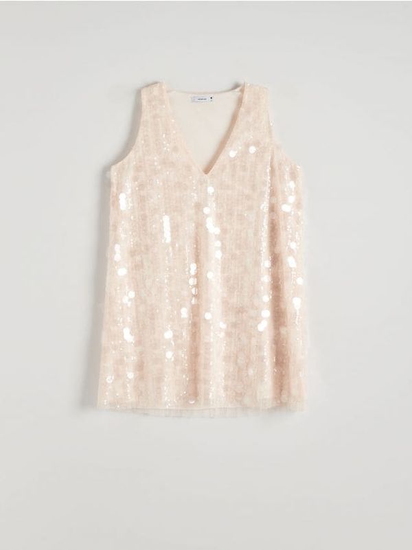 Reserved Reserved - Mini haljina sa šljokicama - bež