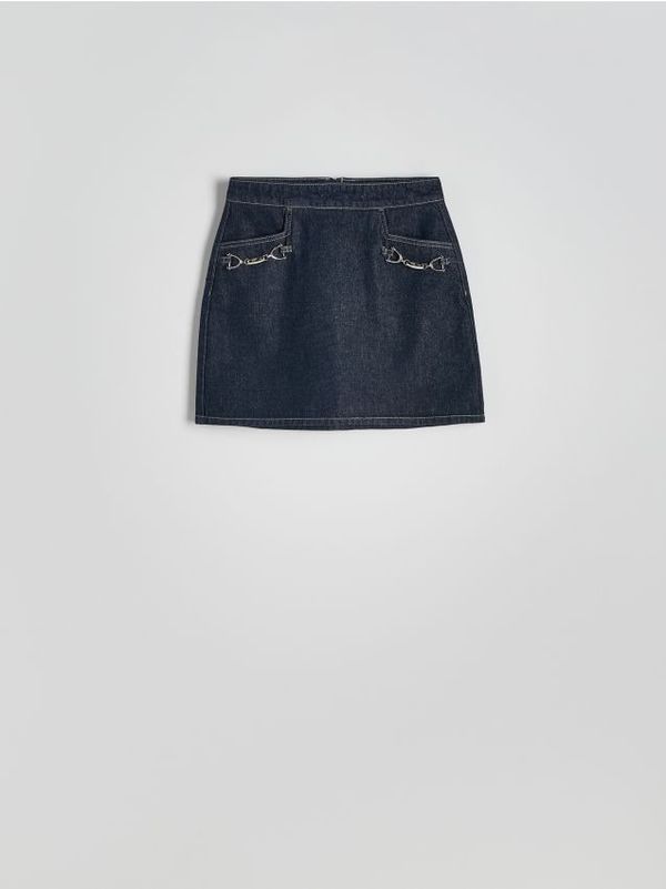 Reserved Reserved - Mini suknja od trapera - mornarsko plava