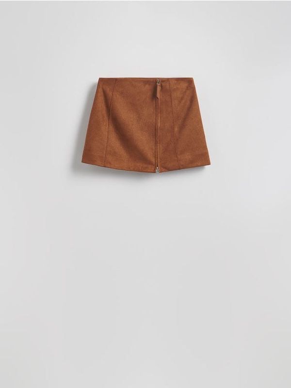 Reserved Reserved - Mini suknja od umjetne brušene kože - bež