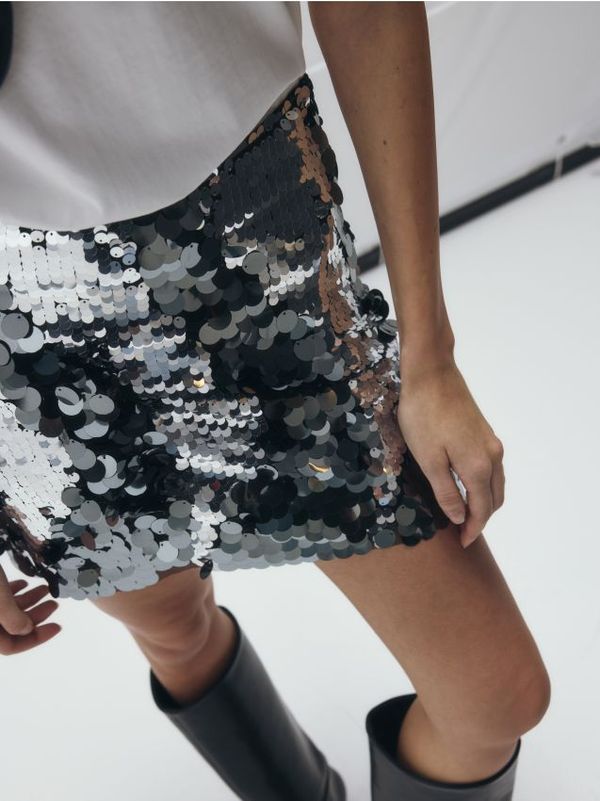 Reserved Reserved - Mini suknja sa šljokicama - srebrna