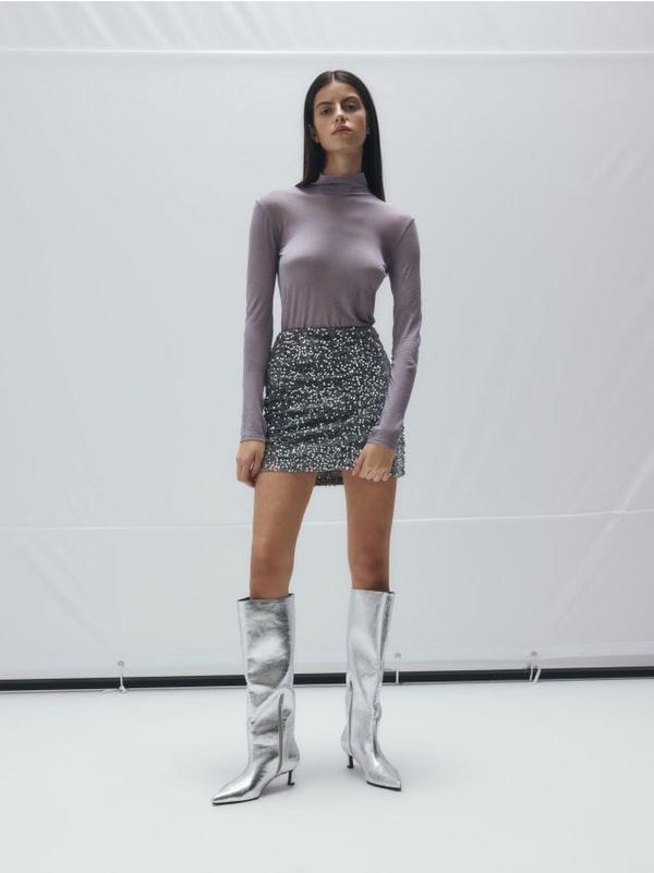 Reserved Reserved - Mini suknja sa šljokicama - tamnosivo