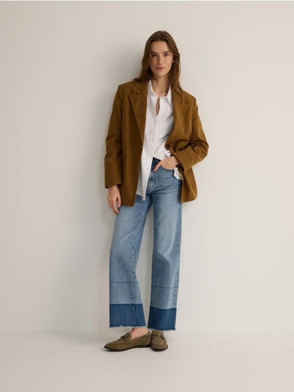 Reserved Reserved - Mokasinke od brušene kože s kopčom - zelena