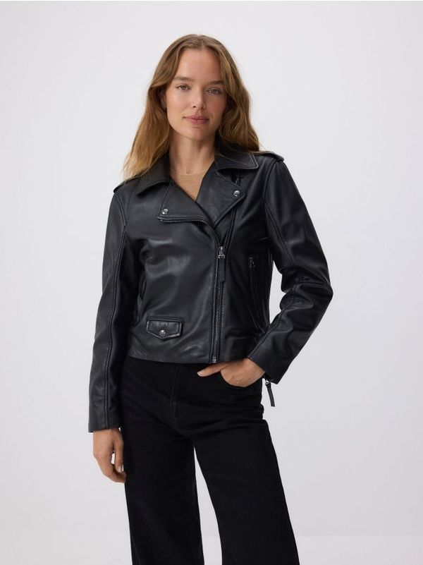 Reserved Reserved - Motoristička jakna od ovčje kože - crno