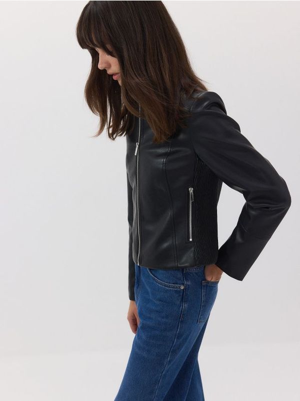 Reserved Reserved - Motoristička jakna od umjetne kože - crno