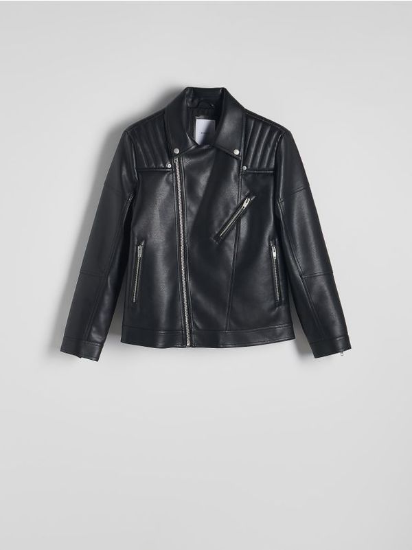 Reserved Reserved - Motoristička jakna od umjetne kože - crno