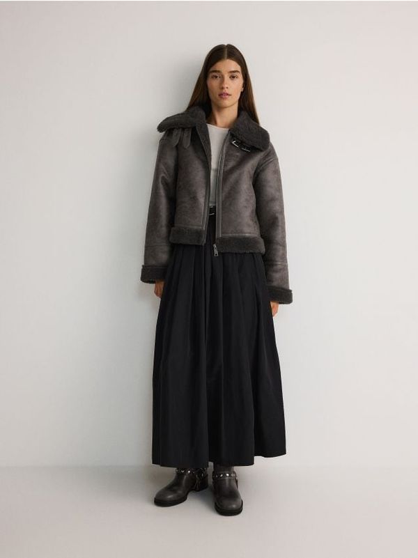 Reserved Reserved - Motoristička jakna od umjetne kože - light grey