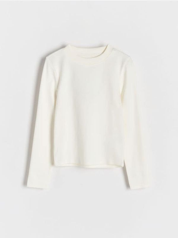 Reserved Reserved - Mrežasta majica dugih rukava - krem