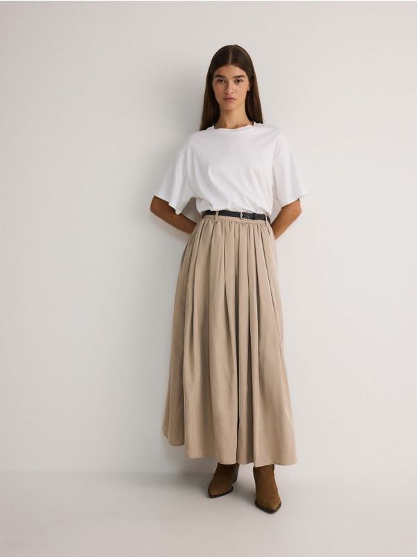 Reserved Reserved - Nabrana maxi suknja - bež