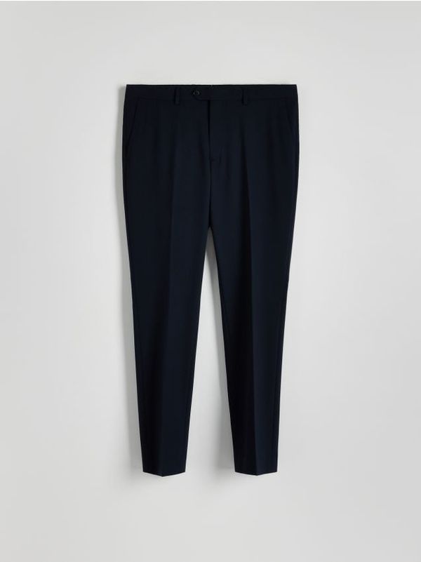 Reserved Reserved - Nabrane hlače od odijela - mornarsko plava