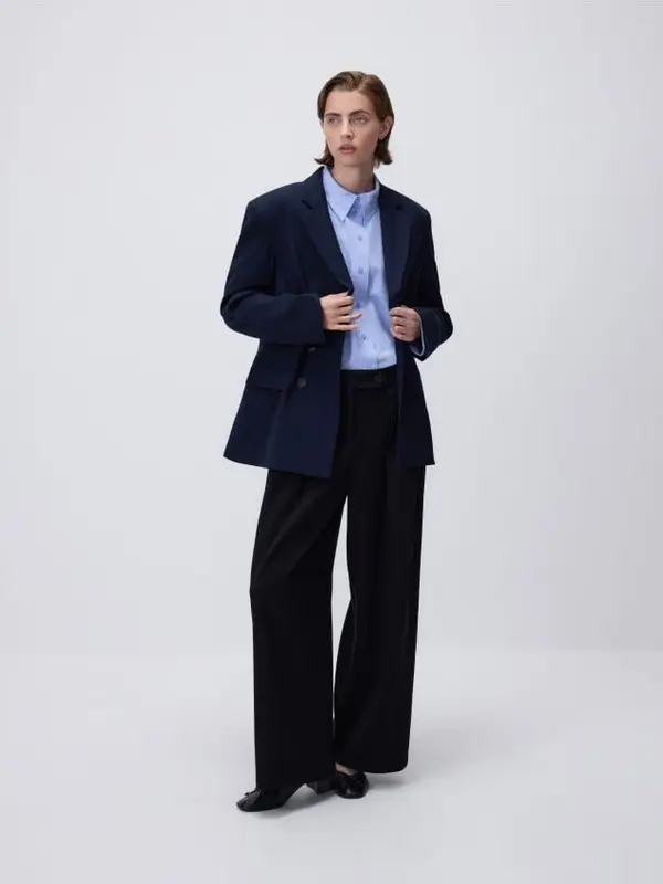 Reserved Reserved - Oversize dvoredna jakna - mornarsko plava