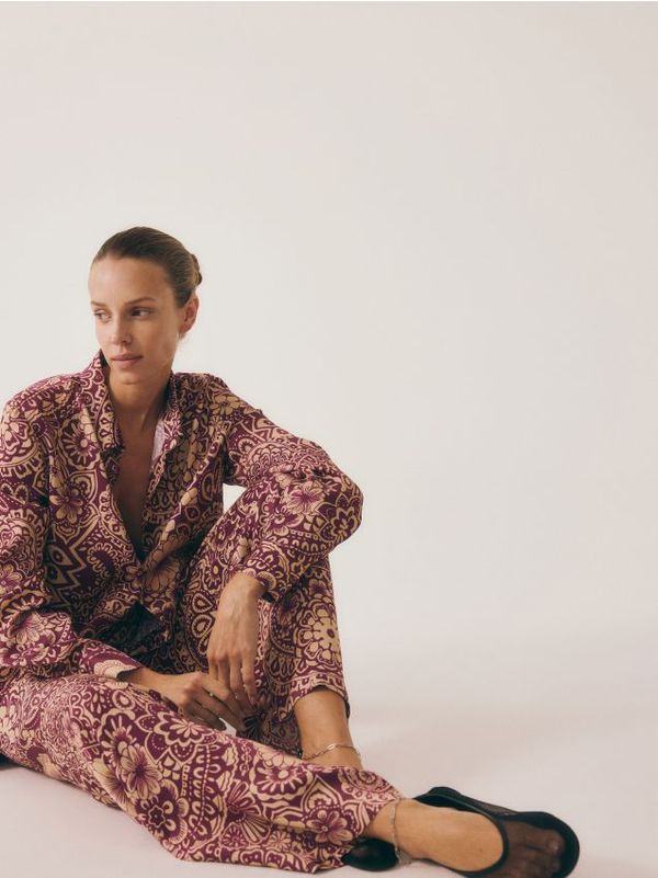 Reserved Reserved - Palazzo hlače - purpurna boja