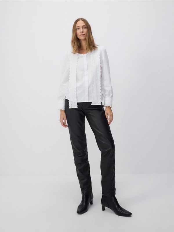 Reserved Reserved - Pamučna bluza na vezanje - bijela