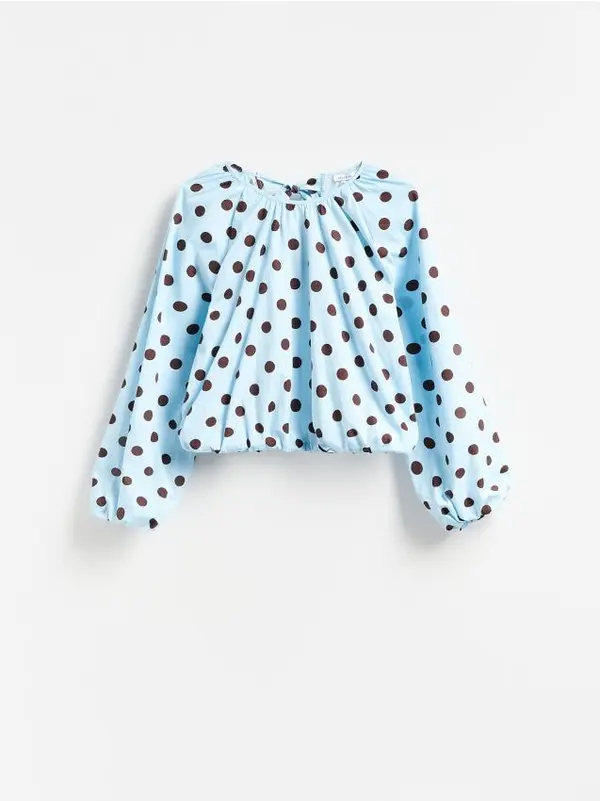 Reserved Reserved - Pamučna bluza s točkicama - svjetloplavo