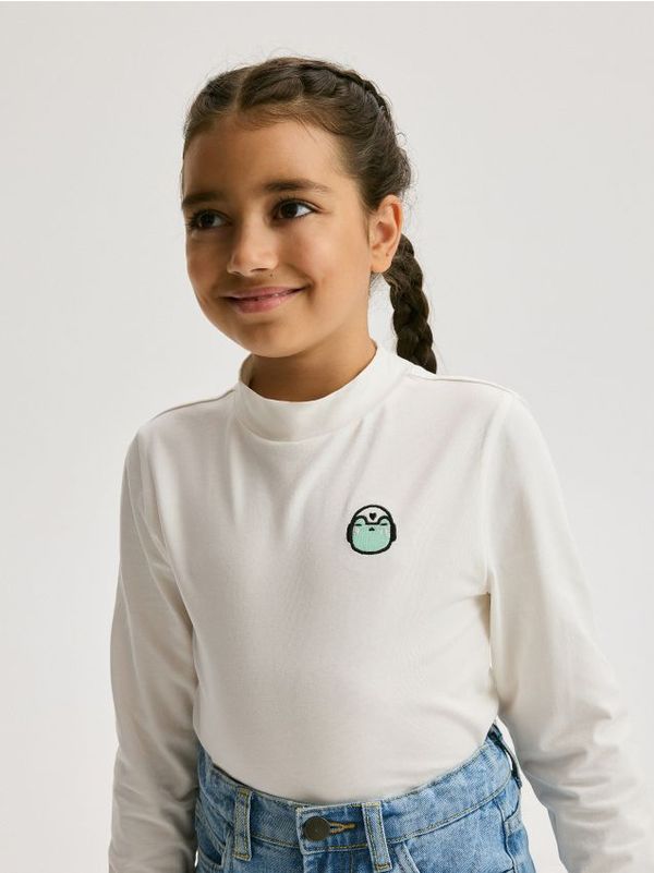 Reserved Reserved - Pamučna bluza s vezom - krem