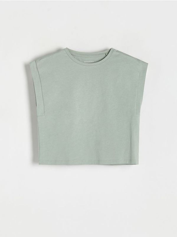 Reserved Reserved - Pamučna bluza - svjetlomaslinasto