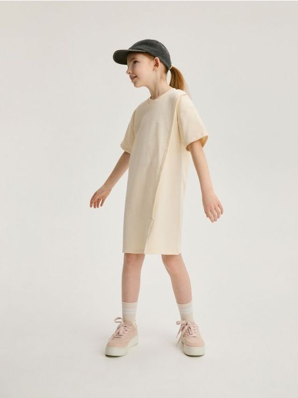 Reserved Reserved - Pamučna haljina - boja kože