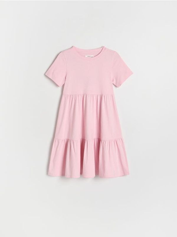 Reserved Reserved - Pamučna haljina - pastelnoružičasto