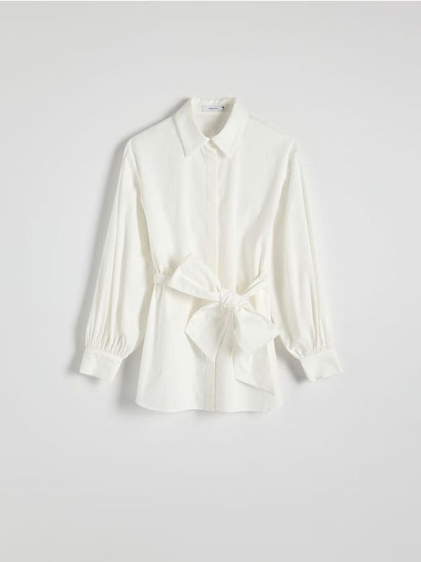 Reserved Reserved - Pamučna košulja na vezanje - bijela