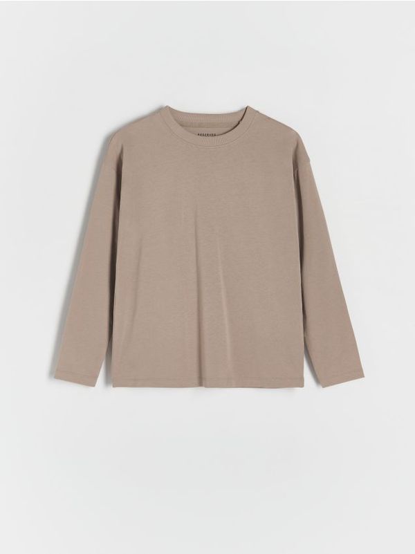 Reserved Reserved - Pamučna majica dugih rukava - bež
