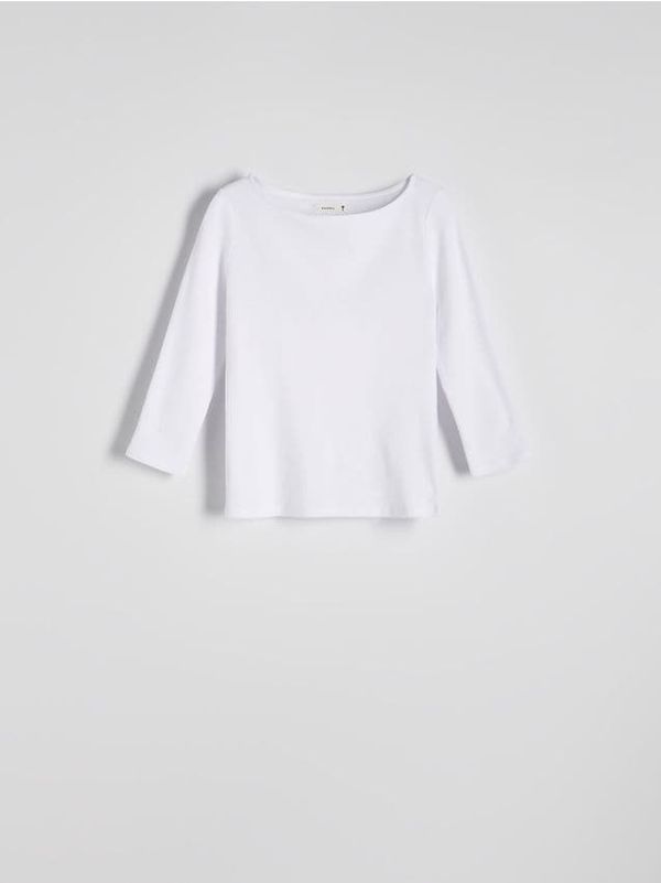 Reserved Reserved - Pamučna majica dugih rukava - krem