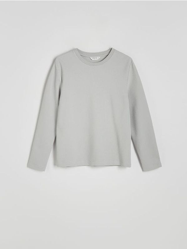 Reserved Reserved - Pamučna majica dugih rukava - light grey