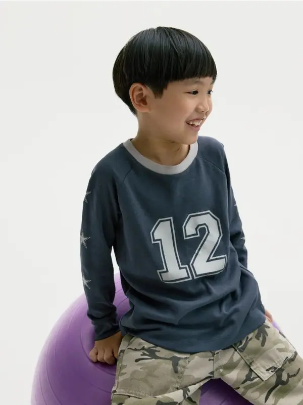 Reserved Reserved - Pamučna majica dugih rukava - mornarsko plava