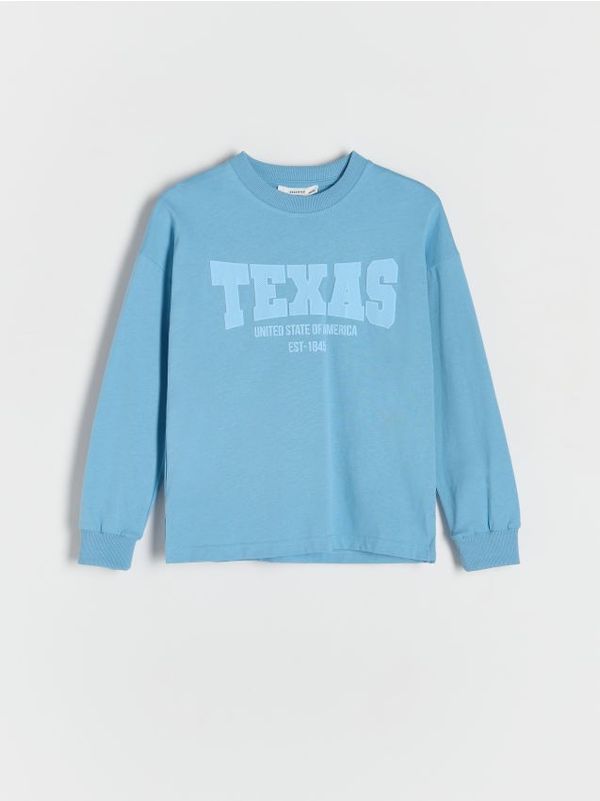 Reserved Reserved - Pamučna majica dugih rukava - plava