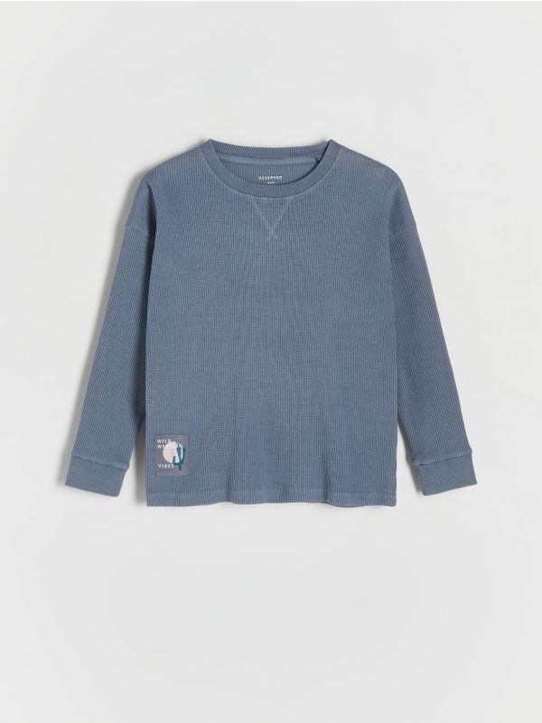 Reserved Reserved - Pamučna majica dugih rukava - plava