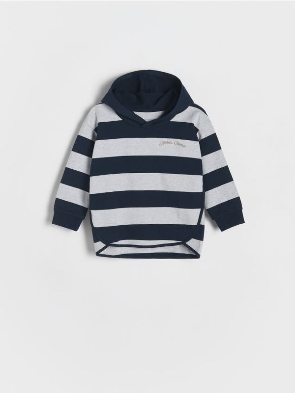 Reserved Reserved - Pamučna majica dugih rukava s kapuljačom - mornarsko plava