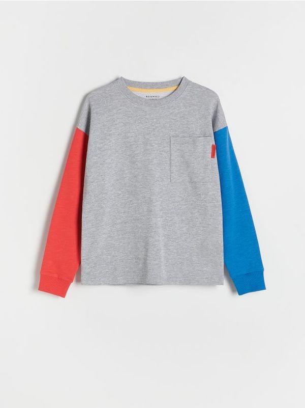 Reserved Reserved - Pamučna majica dugih rukava - svijetlo siva