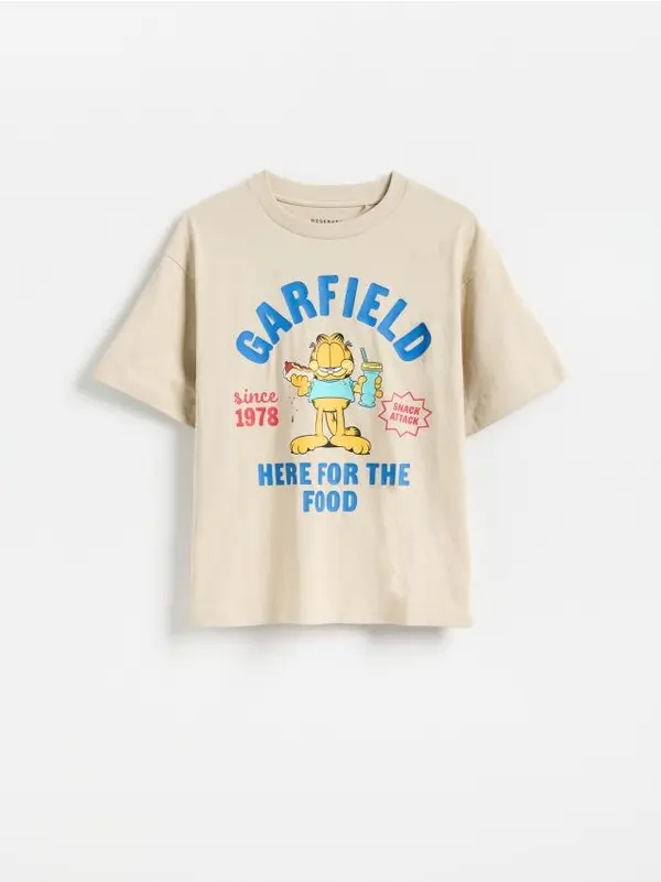 Reserved Reserved - Pamučna majica Garfield - bež