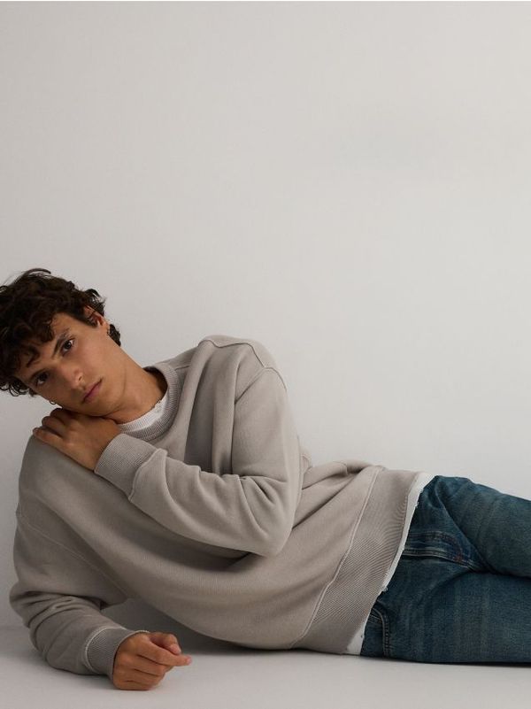 Reserved Reserved - Pamučna majica isprana izgleda - light grey