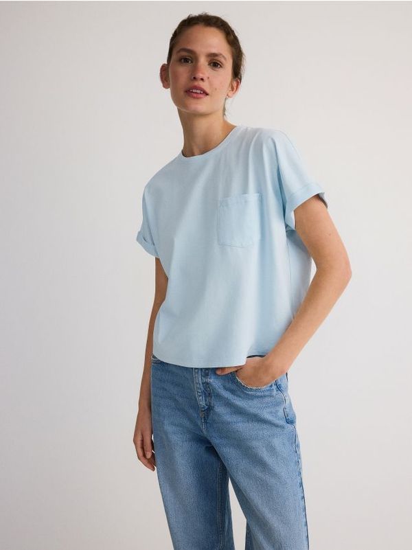 Reserved Reserved - Pamučna majica kratkih rukava - bljedoplavo