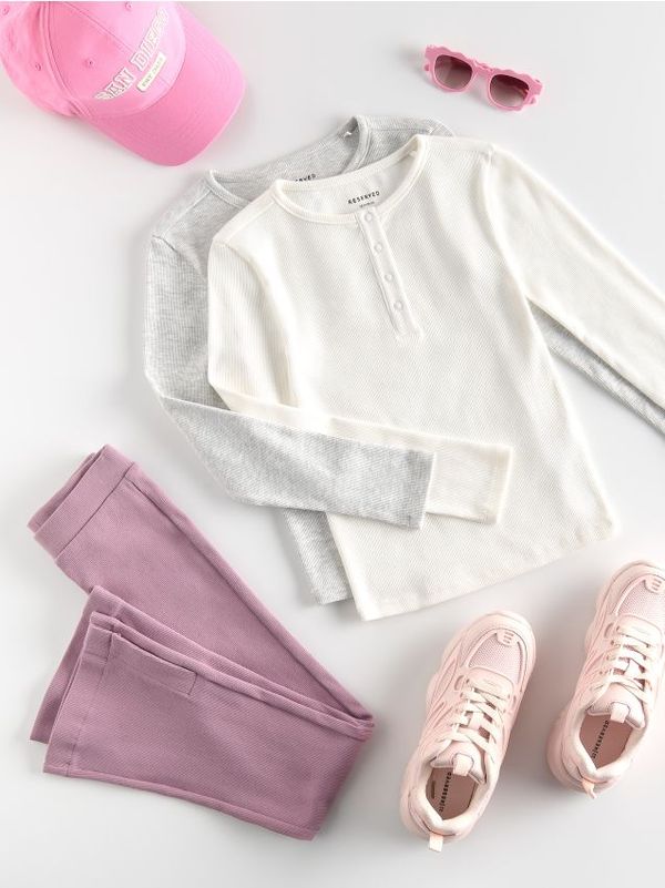 Reserved Reserved - Pamučna majica kratkih rukava - krem