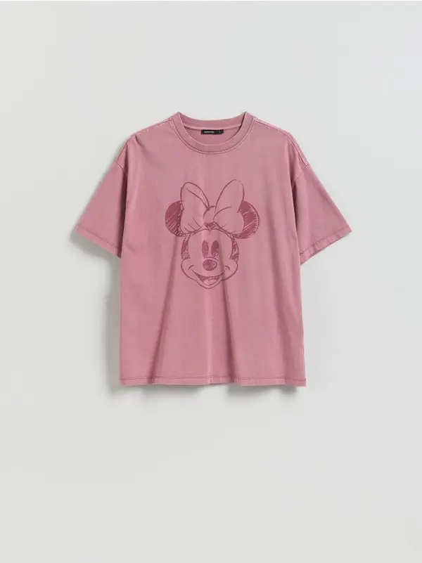 Reserved Reserved - Pamučna majica kratkih rukava Mickey Mouse - pastelnoružičasto